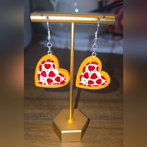 Heart Pizza Dangle Earrings